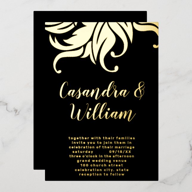 Elegant Abstract Floral Gold Wedding    (Front/Back)
