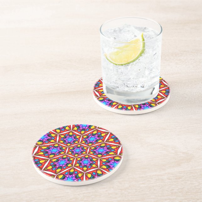 Elegant Abstract Floral Pattern Coaster (Side)