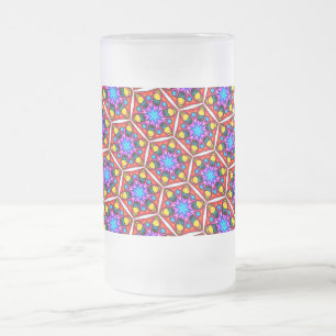 Elegant Abstract Floral Pattern Frosted Glass Beer Mug