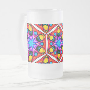 Elegant Abstract Floral Pattern Frosted Glass Beer Mug