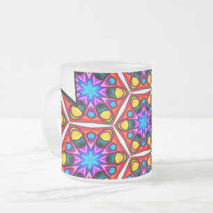 Elegant Abstract Floral Pattern Frosted Glass Coffee Mug