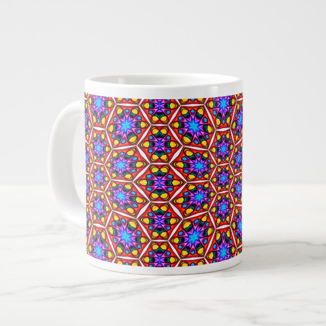 Elegant Abstract Floral Pattern Large Coffee Mug (Front Left)