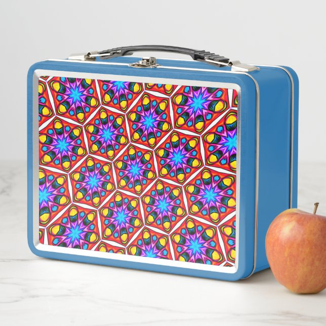 Elegant Abstract Floral Pattern Metal Lunch Box (In Situ)