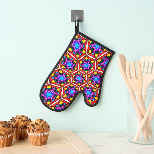 Elegant Abstract Floral Pattern Oven Mitt (Insitu(Hanging))