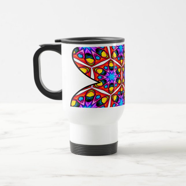 Elegant Abstract Floral Pattern Travel Mug (Left)