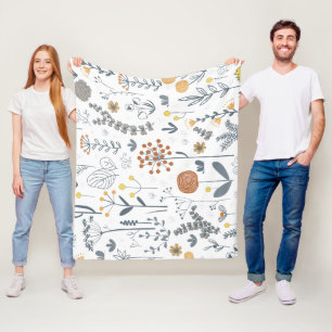 Elegant Abstract Floral Seamless Pattern Fleece Blanket