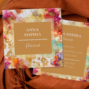 Elegant Abstract Floral Square Business Card