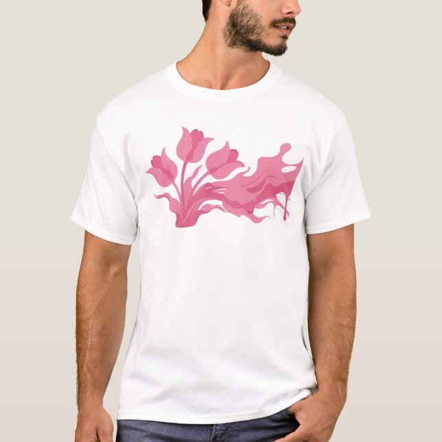 Elegant ABSTRACT FLOWER Visual Design T-Shirt (Front)