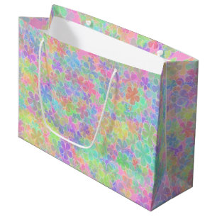 Elegant Abstract Flowers Colourful Floral Template Large Gift Bag