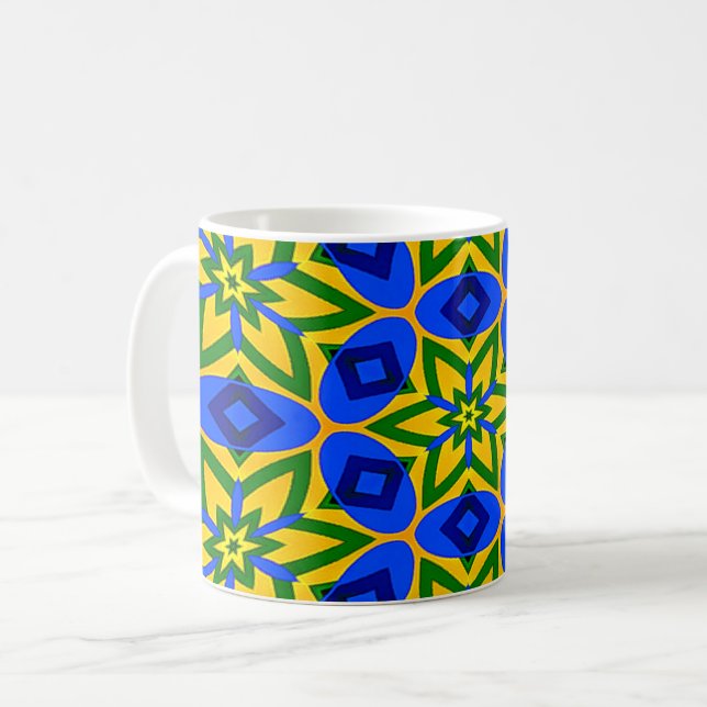 Elegant Abstract Flowers Pattern Coffee Mug (Front Left)
