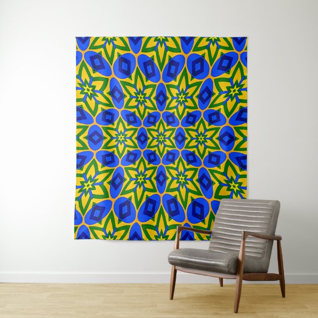 Elegant Abstract Flowers Pattern Tapestry (In Situ)