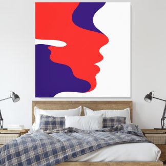Elegant Abstract Flowing Red & Purple Faces Art Canvas Print