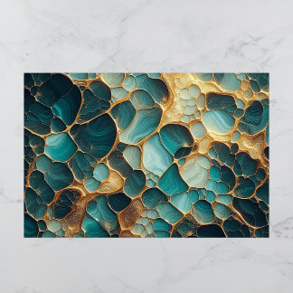 Elegant Abstract Fluid Teal and Gold Marble Tissue Paper