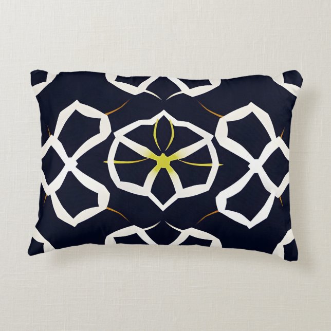 Elegant Abstract Geometric Pattern in Navy Blue Decorative Cushion (Back)