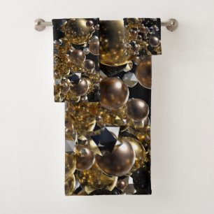 Elegant Abstract Geometry Explosion -Gold & Silver Bath Towel Set
