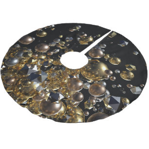 Elegant Abstract Geometry Explosion -Gold & Silver Brushed Polyester Tree Skirt