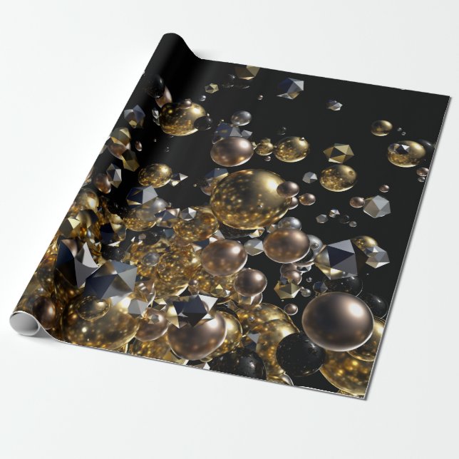 Elegant Abstract Geometry Explosion -Gold & Silver Wrapping Paper (Unrolled)