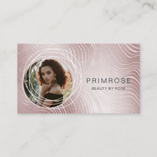 Elegant Abstract Glam Rose Gold Monogram Photo Business Card