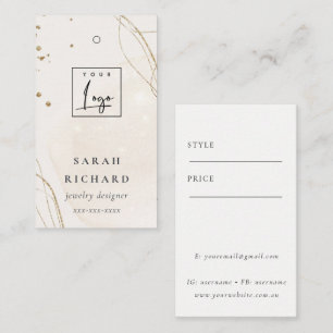 Elegant Abstract Glitter Ivory Gold Price Tag Logo
