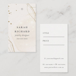 Elegant Abstract Glitter Ivory Gold Price Tag Name
