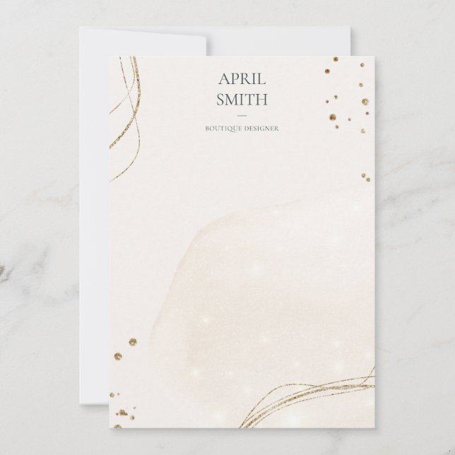 Elegant Abstract Glitter Ivory Gold Watercolor Card (Front)