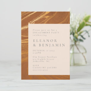 Elegant Abstract Gold and Bronze Engagement Party  Invitation