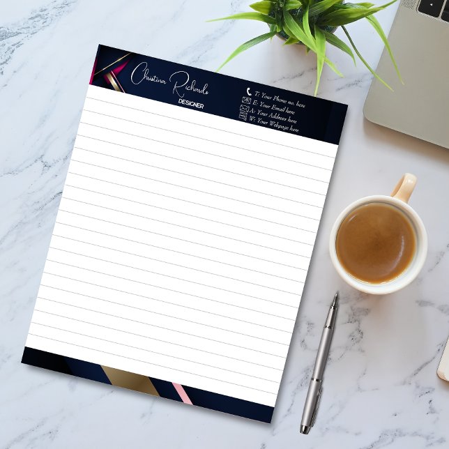 Elegant Abstract Gold Blue Pink Notepad (Creator Uploaded)