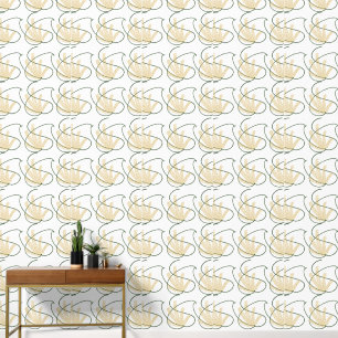 Elegant Abstract Gold & Dark Green Swirl Wallpaper