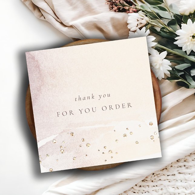 Elegant Abstract Gold Purple Logo Thank You Order Square Business Card (Creator Uploaded)