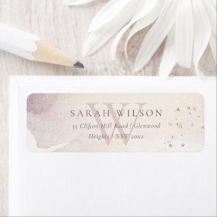 Elegant Abstract Gold Purple Monogram Address