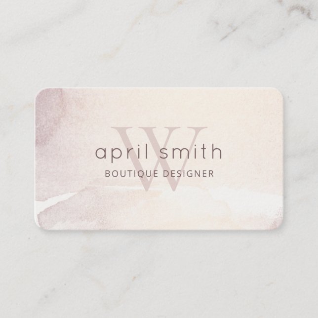 Elegant Abstract Gold Purple Monogram Shiny Business Card (Front)