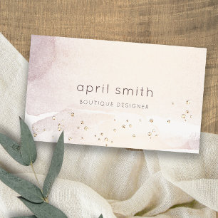 Elegant Abstract Gold Purple Watercolor Glitter Business Card