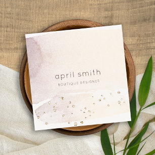 Elegant Abstract Gold Purple Watercolor Glitter Square Business Card