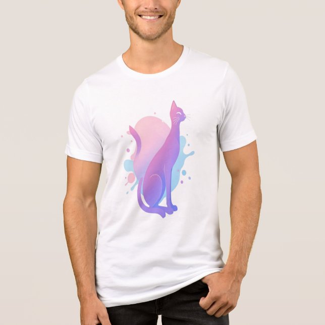 Elegant Abstract Gradient Cat Design Tri-Blend Shirt (Front)