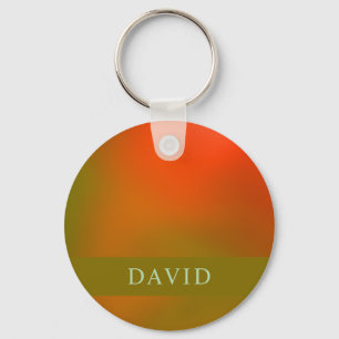 Elegant Abstract Green and Orange Key Ring