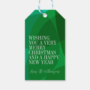 Elegant Abstract Green Festive Christmas Custom Gift Tags