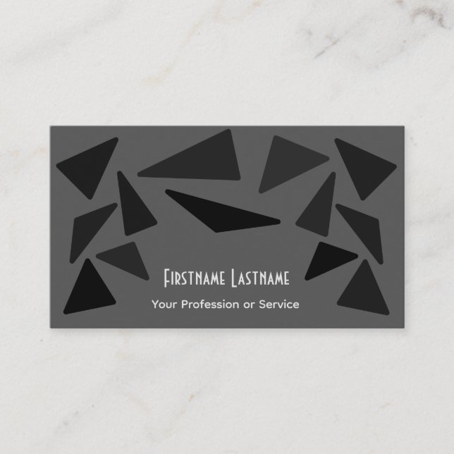 Elegant abstract grey black triangles mosaic tiles business card (Front)