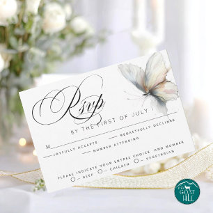 Elegant Abstract Ink Pastel Butterflies  RSVP Card