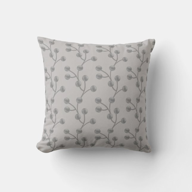 Elegant Abstract Jade Tree on Light Grey Cushion (Front)