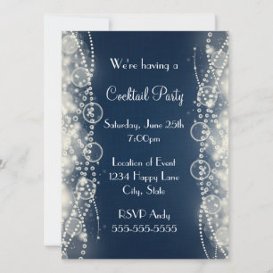 Elegant Abstract Lace and Pearls Cocktail Party Invitation