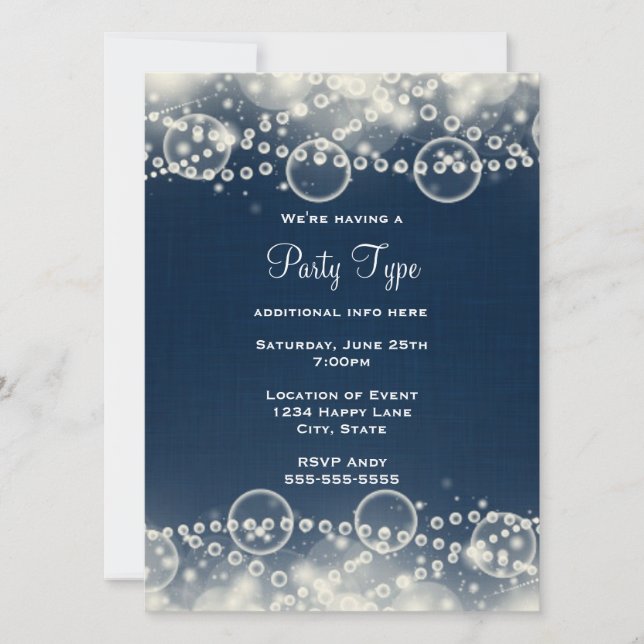 Elegant Abstract Lace and Pearls Party Invitation (Front)