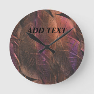 Elegant abstract leaves round clock