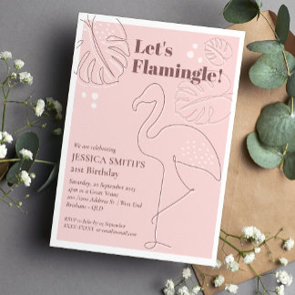 Elegant Abstract Lets Flamingle Birthday Invitation
