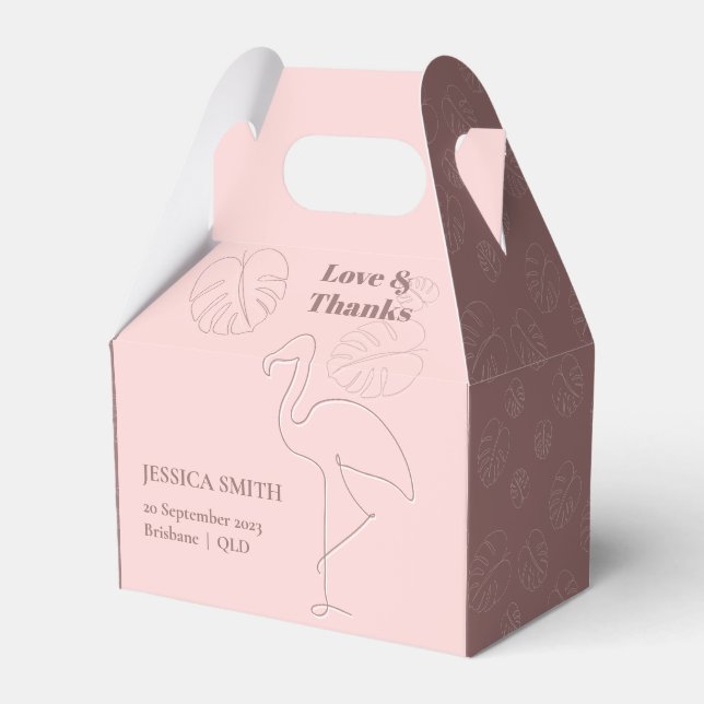 Elegant Abstract Lets Flamingle Favour Box (Front Side)