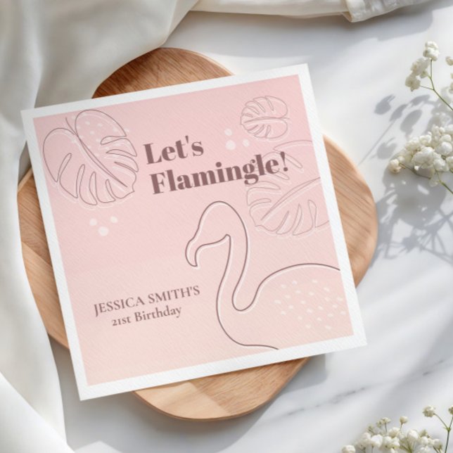 Elegant Abstract Lets Flamingle  Napkin (Say goodbye to boring mingling and hello to flamboyant flamingle! )