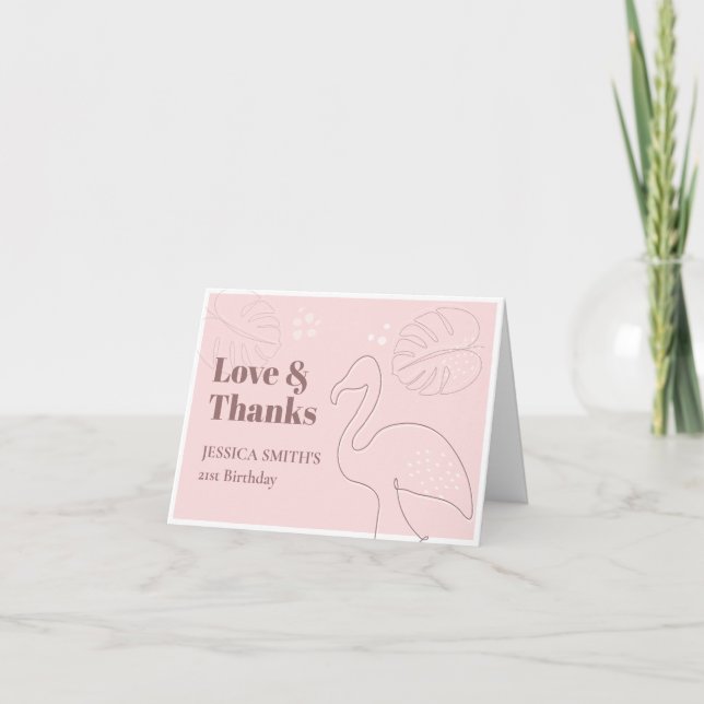 Elegant Abstract Lets Flamingle  Thank You Card (Front)