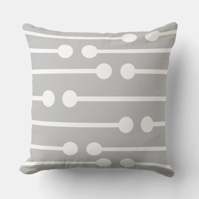 Elegant Abstract Light Grey and White Cushion (Front)