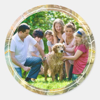 Elegant Abstract liquid And Family Custom Photo Classic Round Sticker