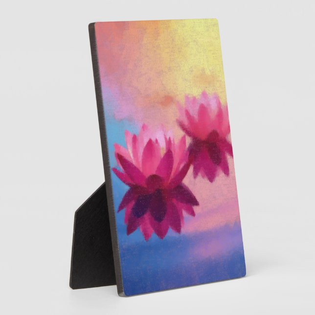 Elegant Abstract Lotus Flowers Plaque (Side)