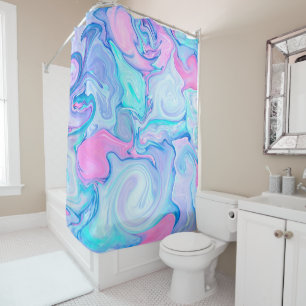 Elegant Abstract Marble Acrylic Oil Paint Artwork Shower Curtain